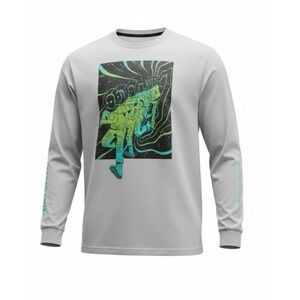 Mode of One Mens Long Sleeve Relaxed Space Guy Graphic T shirt Heather Grey XXL